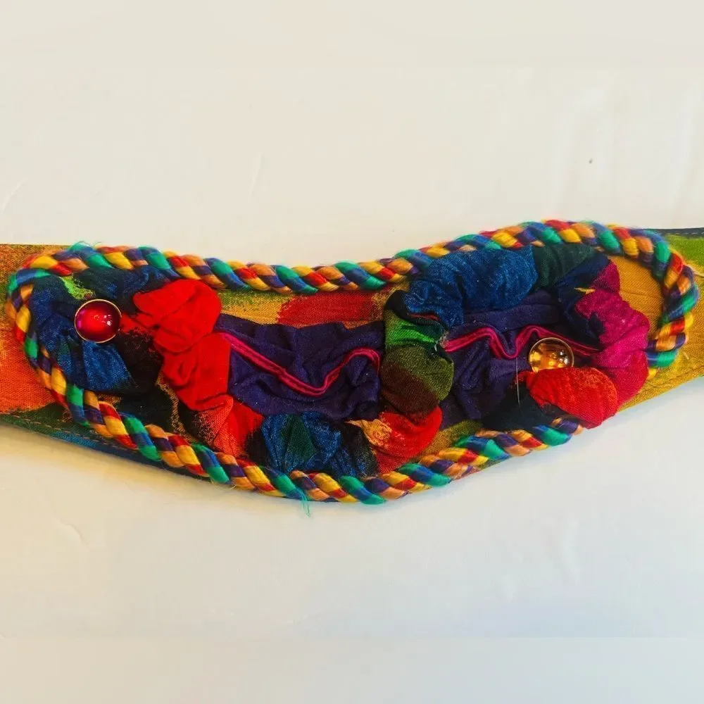 Ali Miles Fabric Belt Small Colorful Beaded‎ Whimsical Vintage